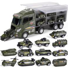 Plastic Toy Boats Fun Little Toys 12-in-1 Army Carrier Toy Truck with Sound 13pc