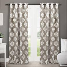 Exclusive Home Blackout & Room Darkening Curtains Taupe Taupe Medallion