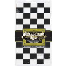 Beistle 50938-BKW Masterpiece Plastic Checkered Rectangular Tablecover- Pack of 12