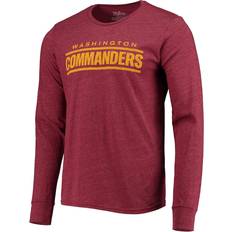 Men's Washington Commanders Threads Burgundy Wordmark Tri-Blend Long Sleeve T-shirt