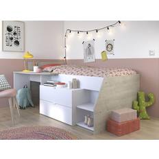 Kinderzimmer reduziert Parisot Multifunktions Hochbett Milky Weiß-Grau
