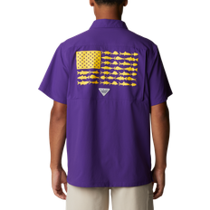 Men - Purple Shirts Columbia Men's PFG Purple LSU Tigers Slack Tide Camp Button-Up Shirt
