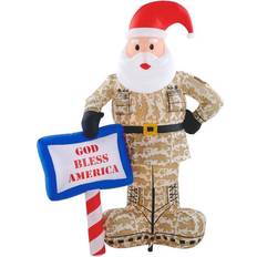 Gemmy Airblown Military Santa with God Bless America Sign Yard Figurine