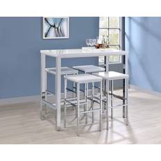 White gloss dining table Coaster Natividad White High Gloss 22.2x47.8" 5pcs