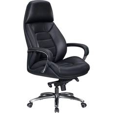 Schwarz Sessel AMSTYLE Designer Bürostuhl Bezug Echtleder Sessel