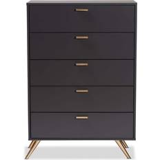 Gold Chest of Drawers Baxton Studio Kelson 5 Chest of Drawer