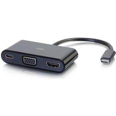 C2G USB C - HDMI/VGA/USB C M-F Adapter 0.5ft
