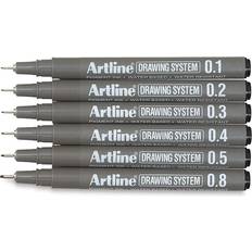 Artline Drawing Pen Set Assorted Sizes Wallet Set of 6