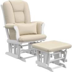 Storkcraft Cushions Storkcraft Tuscany Glider And Ottoman In White/beige White