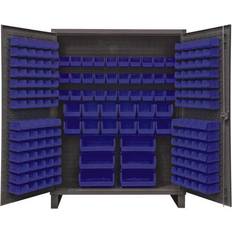 Durham HDC60-198-5295 12 Gauge Recessed Door Style Lockable Cabinet with 198 Blue Hook on Bins Gray 60 in