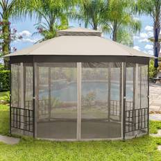 Costway Pavilions Costway 10 x12 Patio Gazebo Canopy Shelter Double Top
