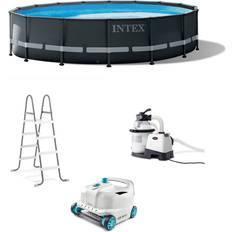Pool robot Intex Ultra XTR 16 ft. x 48 in. Round Above Ground Pool Set with Pump and Cleaner Robot Vacuum, Dark Gray