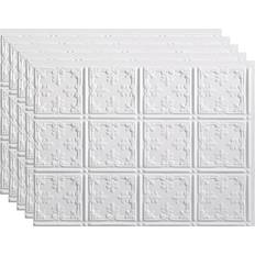 Fasade 18.25 24.25 in. Traditional #10 Vinyl Backsplash Panel Matte White 5-Pack