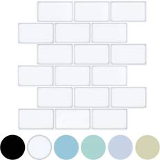 Art3d Subway Tiles Peel and Stick Backsplash Stick on Tiles Kitchen Backsplash Thicker Pack of 10 White With Frame