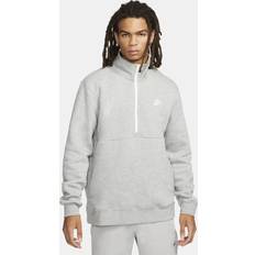Herre - Hvite Gensere Nike Men's Sportswear Club Half-Zip Pullover Jacket Dark Grey Heather/White/White