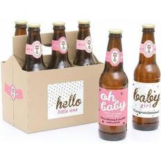 Photoframes & Prints Hello Little One Pink & Gold Baby Shower Decor 6 Beer Bottle Labels & 1 Carrier Pink