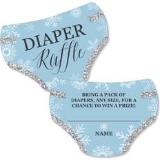Big Dot of Happiness Winter Wonderland Diaper Shaped Raffle Ticket Inserts Snowflake Baby Shower Activities Diaper Raffle Game Set of 24