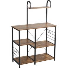 White Goods Accessories SOMDOT Baker's Rack 35.4 in. Rustic Brown 3-Tier and 4-Tier Microwave Stand