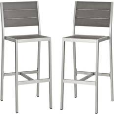 Outdoor Bar Stools modway Shore Collection EEI-3156-SLV-GRY-SET