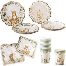 Kate Aspen Pink Woodland Baby 78 Piece Party Tableware Set 16 Guests