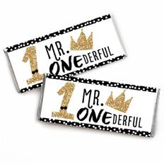 1st Birthday Little Mr. Onederful Candy Bar Wrapper Boy First Birthday Party Favors Set of 24