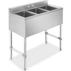 Kitchen Sinks GRIDMANN 3 Compartment Steel Bar Sink, Commercial