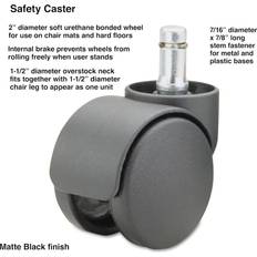 Casters Safety Casters, Oversize Neck Polyurethane, B Stem, 110 lbs./Caster, 5/Set
