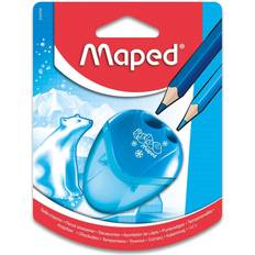 Maped School Material Pencil Sharpener I Gloo Pencil Sharpener with Tank Have 2 Sharpening Holes Compact Case Size 3 Different Designs