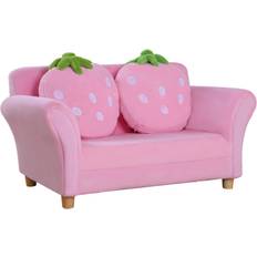 Sitzmöbel Homcom Erdbeersofa rosa, grün 90 LxBxH Kindersessel Softsofa Kinderzimmer Sofa