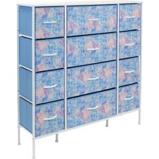 Sorbus 11.75 in. L 46.5 W 48.7 H 12-Drawer Tie Dye Blue Dresser Frame