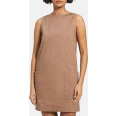 Theory Mod Linen-Blend Shift Dress brown