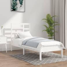 vidaXL white, 90 Solid Wood Bed Frame Sängram