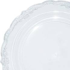 10" Clear Vintage Round Disposable Plastic Dinner Plates 120 Plates Clear