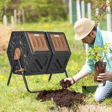OutSunny Compost OutSunny Dual Chamber Compost Bin, Rotating