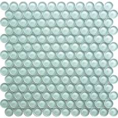 Apollo Tile 5 Pack 12-in 12-in Blizzard Blue Penny Round Glossy Mosaic Tile sq