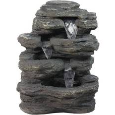 Northlight LED Lighted Multi-Tiered Rock Look Garden Water Fountain