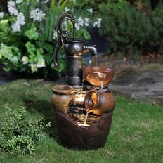 LuxenHome Farmhouse Pots Polyresin Cascade Fountain with