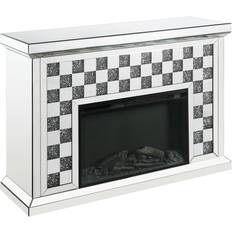 Acme Furniture Noralie Freestanding Electric Fireplace in Mirrored & Faux Diamonds