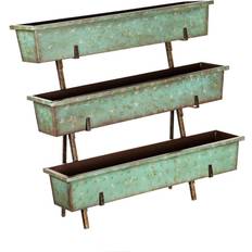 Evergreen Outdoor Planter Boxes Evergreen Distressed Teal Planter with Distressed Copper Rack