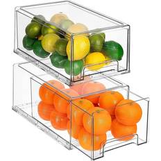 Zulay Kitchen 4 Pack Clear Refrigerator Organizer Bins and Storage (Large)