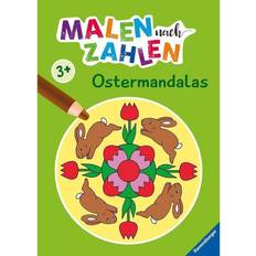 Tiere Bastelkisten Ravensburger Malen nach Zahlen ab 3 Jahren Ostermandalas 24 Motive Malheft für Kinder Nummerierte Ausmalfelder