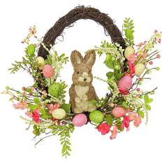 Artificial Spring Wreath Woven Branch Bunny