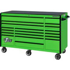 Tool Trolleys RX Series 72-Inch Green 19-Drawer Roller Cabinet with Black Trim instock RX723019RCGNBK-250