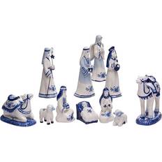 Kurt Adler 1.97-Inch 6.7-Inch Porcelain Delft Blue 11-Piece Nativity Figurine