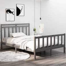 vidaXL grey, 135 Solid Wood Bed Frame Sängram