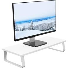Laptop Stands Vivo White Wood 24 Wide Desktop Stand Ergonomic TV Monitor Riser Desk Organizer
