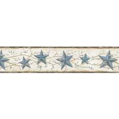 Prepasted Wallpaper Chesapeake June Blue Heritage Tin Star Border
