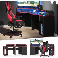 Höhenverstellbar Spielzubehör VICCO Gaming Desk Eckschreibtisch Kron Schreibtisch Gamer PC Tisch Computertisch