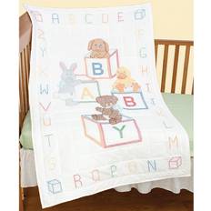 Dempsey Baby Blocks Stamped White Quilt Crib Top 40