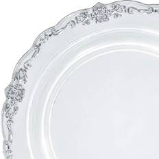 Smarty 7.5 Clear Silver Vintage Round Disposable Plastic Salad Plates 120ct